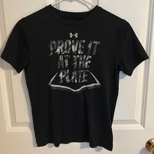 Black Under armour shirt.